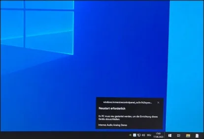 restart required notification