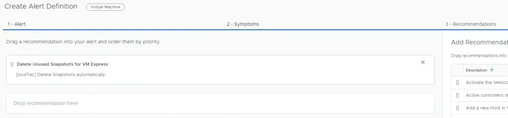 Custom recommendation in Alert