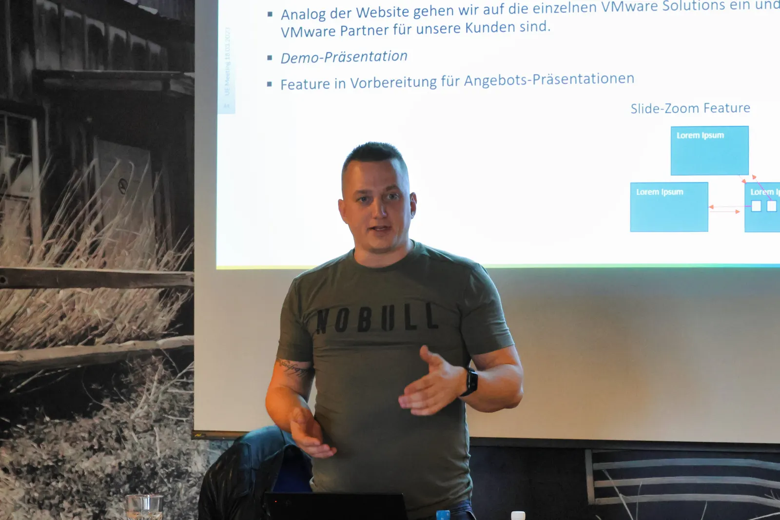 Presenting to a room from a slide deck